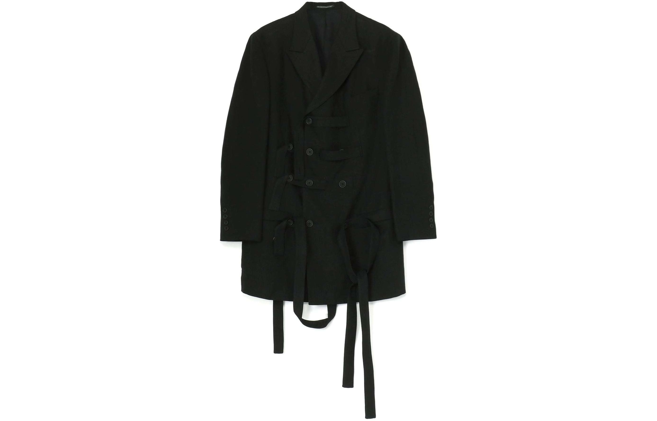 Yohji Yamamoto SS24 Belted Twill Tailored Jacket Black HS-J54-359-1