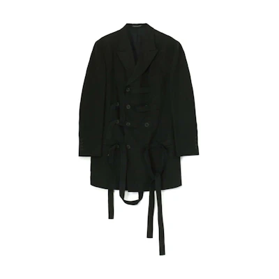 Yohji Yamamoto SS24 Belted Twill Tailored Jacket Black HS-J54-359-1