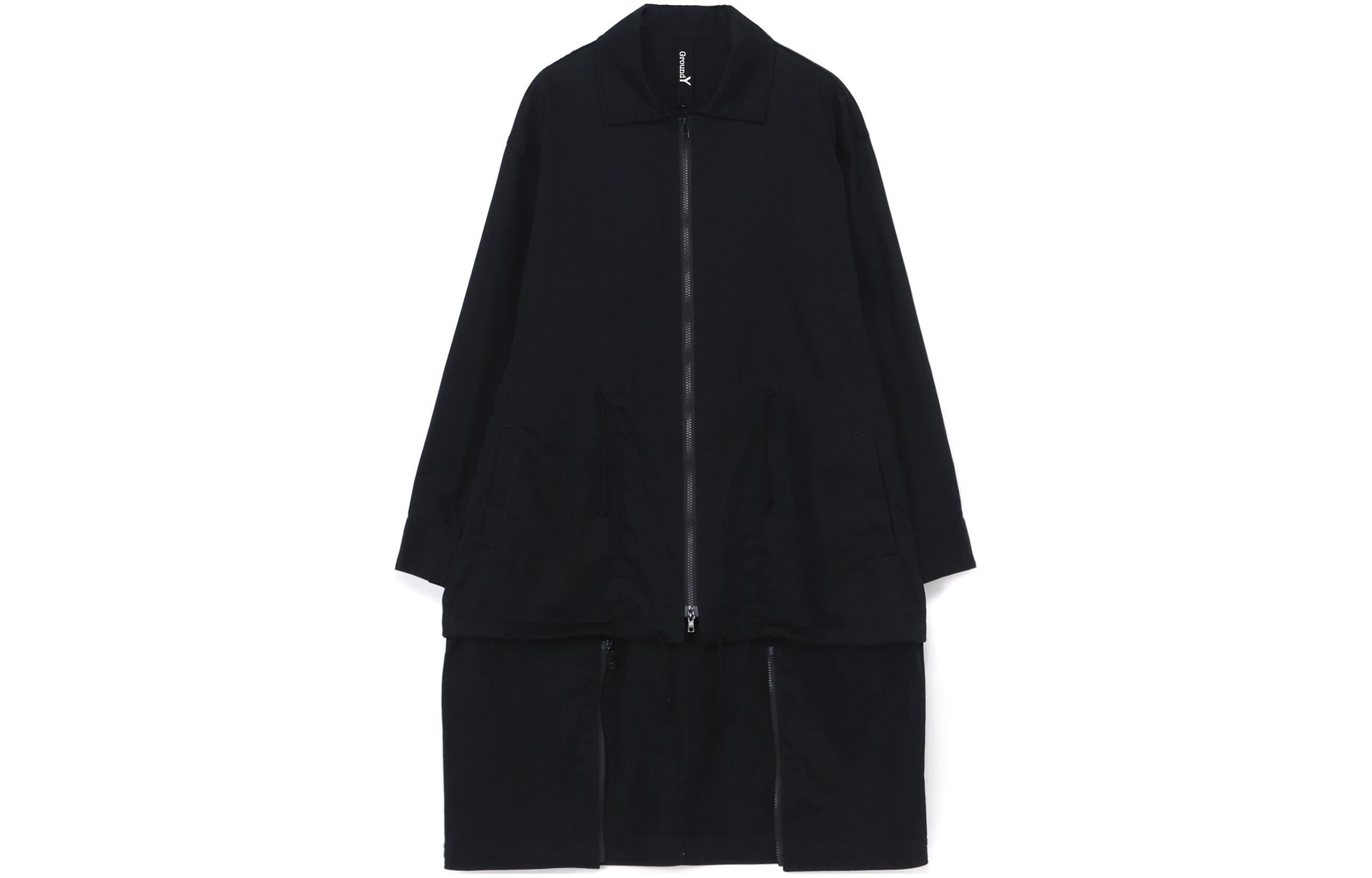 Yohji Yamamoto SS24 Ground Y Black Zip Jacket with Adjustable Cuffs Unisex GS-J05-003-1