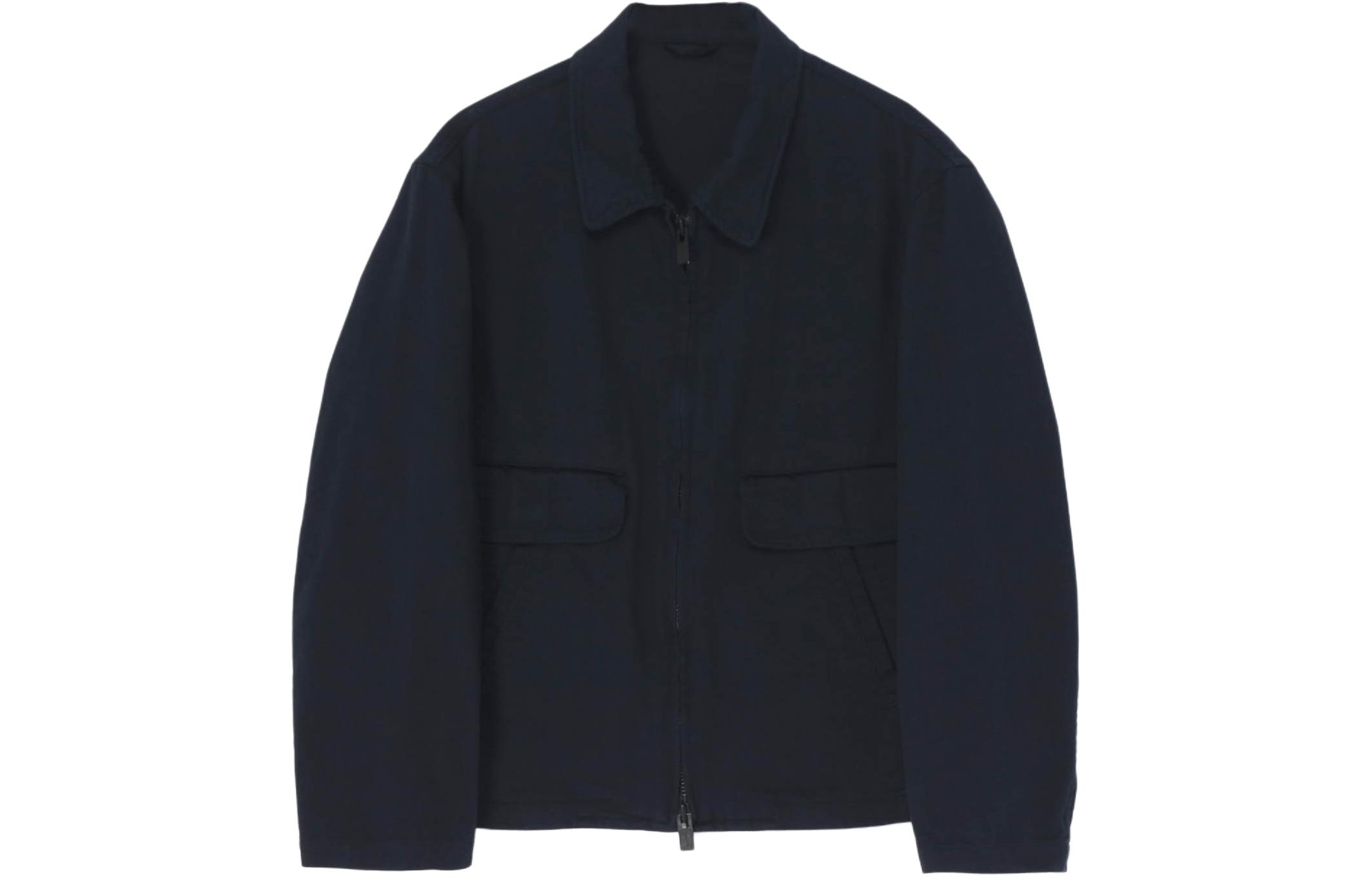 Yohji Yamamoto SS24 Navy Zip-Up Collared Long Sleeve Unisex Jacket HS-Y98-040-2
