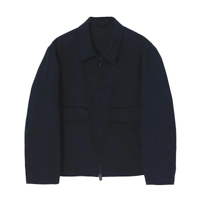 Yohji Yamamoto SS24 Navy Zip-Up Collared Long Sleeve Unisex Jacket HS-Y98-040-2