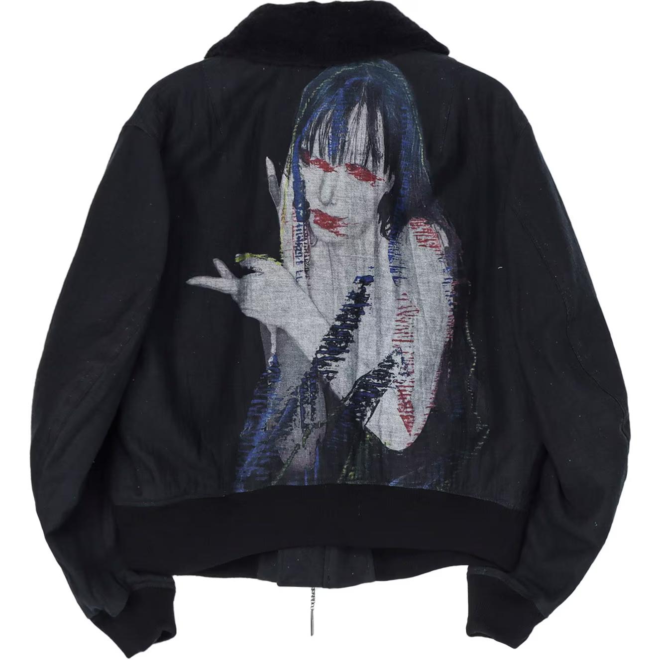 Yohji Yamamoto SS24 Print Zip Jacket Unisex Black Long Sleeve HO-Y12-508-1