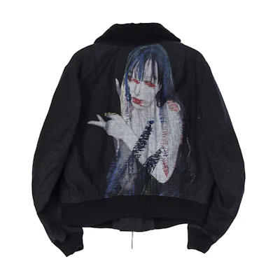 Yohji Yamamoto SS24 Print Zip Jacket Unisex Black Long Sleeve HO-Y12-508-1