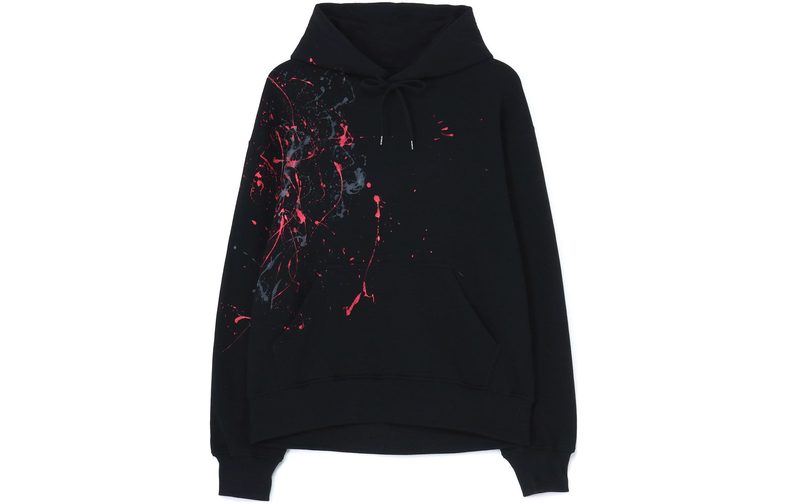 Yohji Yamamoto SS24 S'YTE Paint-Splatter Hoodie Unisex Black UU-T25-019-1