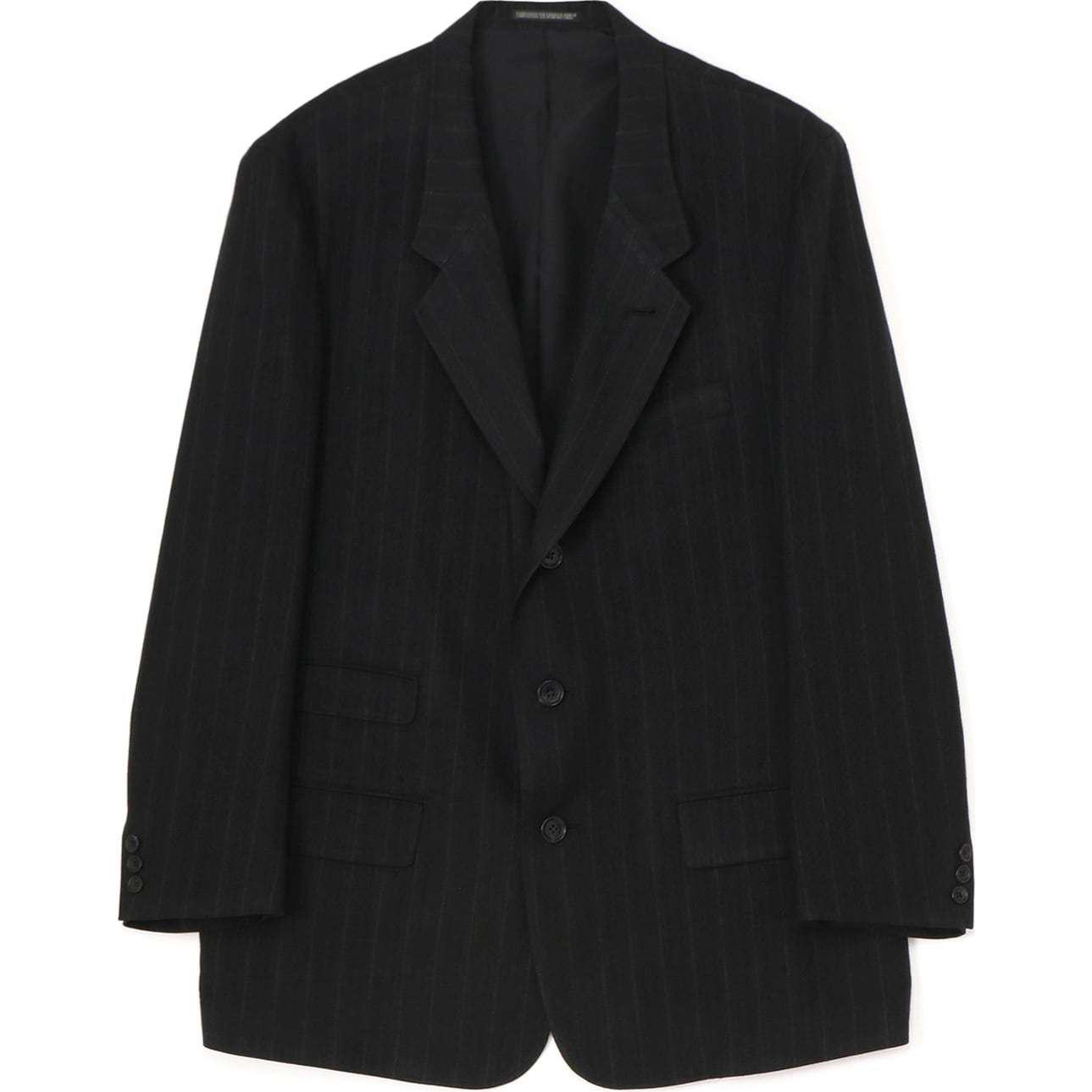 Yohji Yamamoto SS24 Striped Button-Up Long Sleeve Jacket Unisex Black MO-J81-201-1
