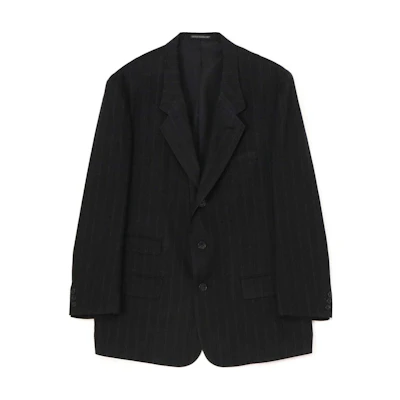 Yohji Yamamoto SS24 Striped Button-Up Long Sleeve Jacket Unisex Black MO-J81-201-1