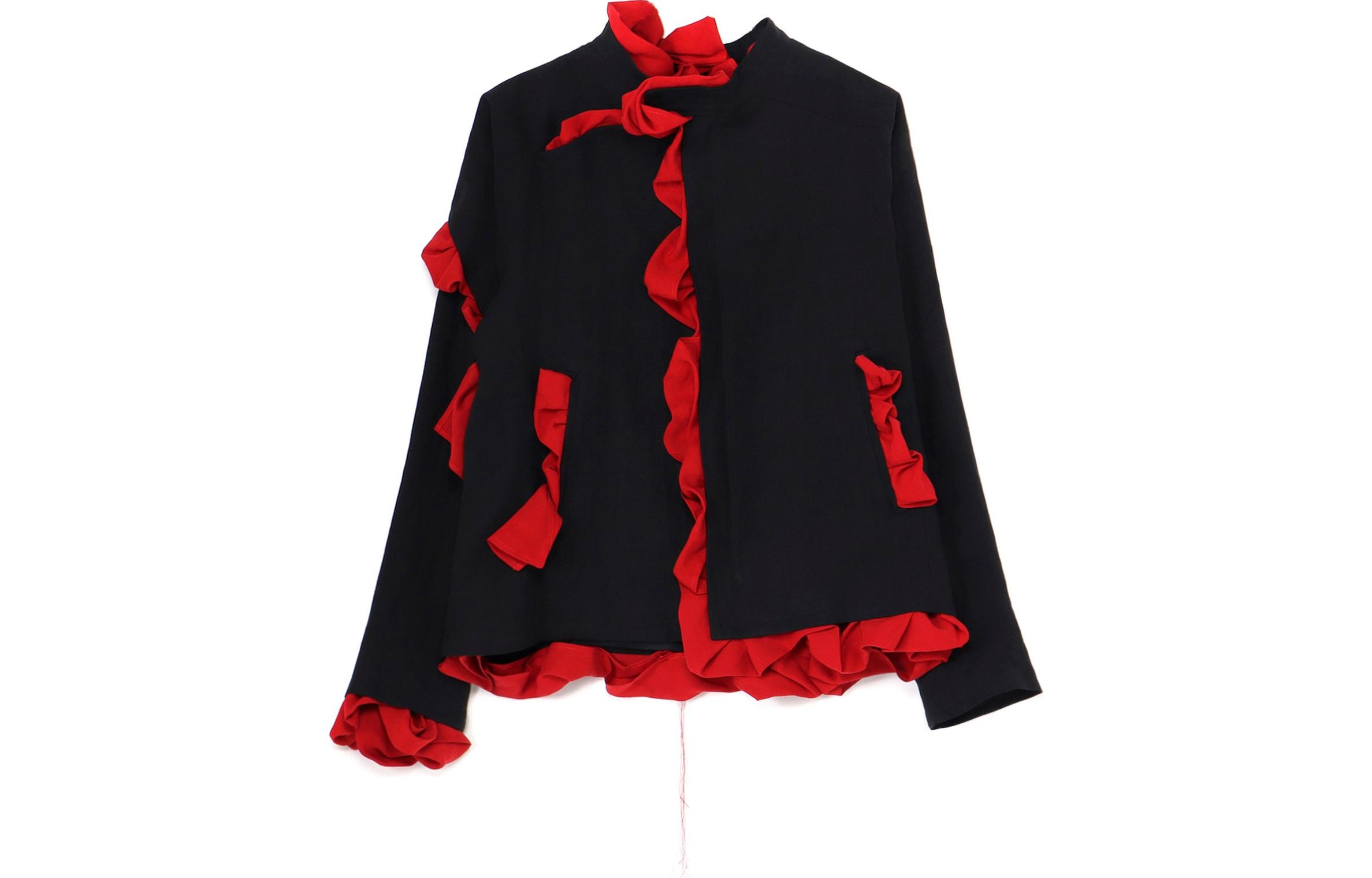 Yohji Yamamoto SS24 Twill Embroidered Long Sleeve Jacket Unisex Black HS-Y03-359-1