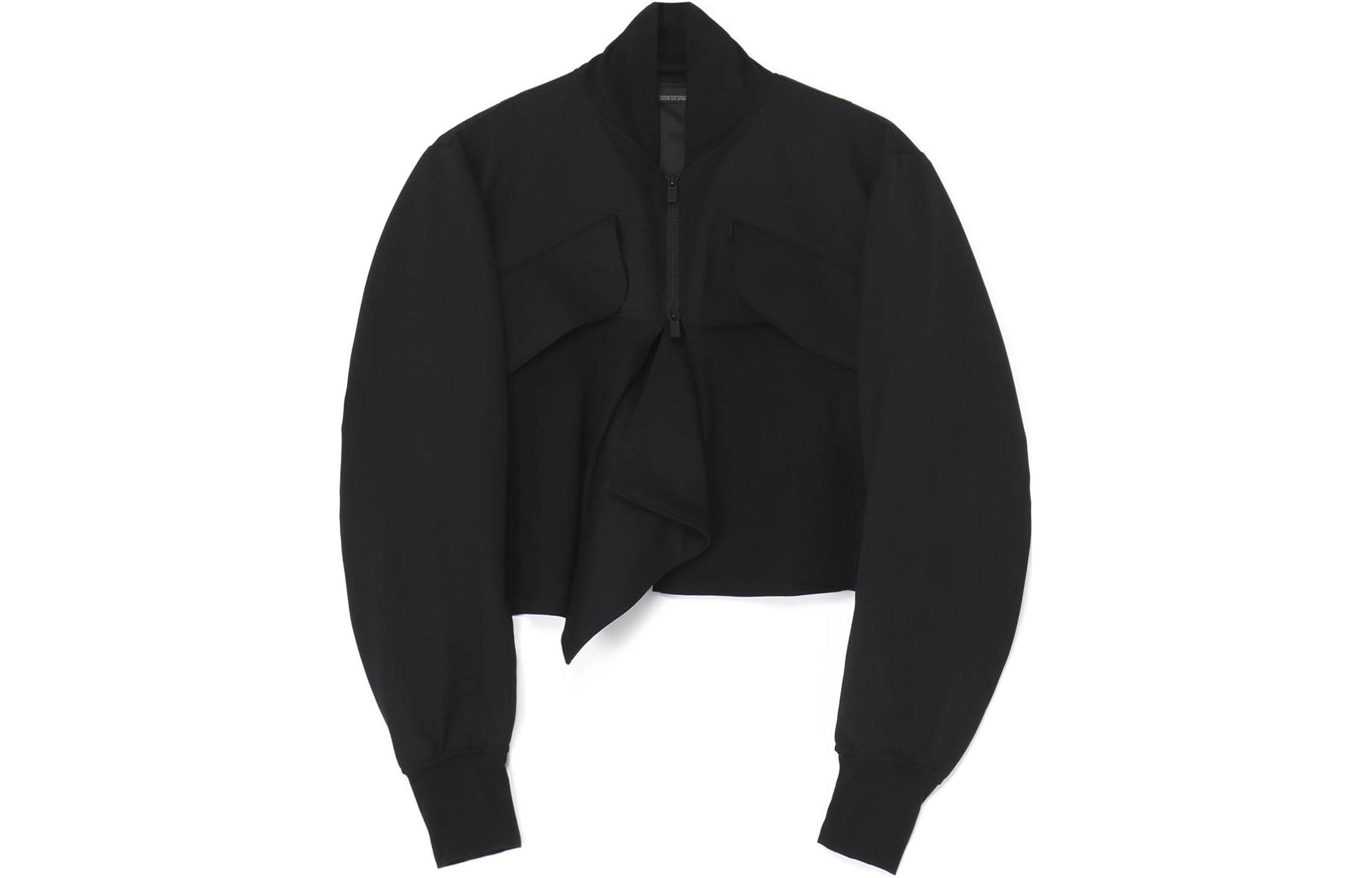 Yohji Yamamoto SS24 Unisex Black Solid Short Long-Sleeve Jacket FS-J67-800-1