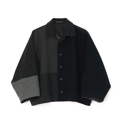 Yohji Yamamoto Tweed Checkered Jacket Unisex Black Grey FJ-J27-130-1