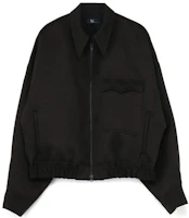 Yohji Yamamoto Unisex Solid Black Fitted Zip-Up Jacket with Collar YX-Y40-935-2 Yohji Yamamoto Unisex Solid Black Fitted Zip-Up Jacket with Collar YX-Y40-935-2