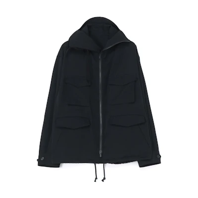 Yohji Yamamoto Unisex Solid Black Hooded Jacket Long Sleeve HJ-Y13-100-2