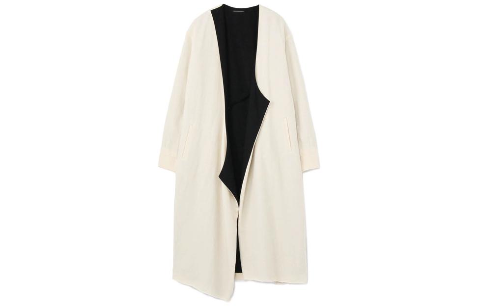 Yohji Yamamoto Unisex White Asymmetric Collarless Mid-Length Jacket YX-C14-807-1