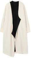 Yohji Yamamoto Unisex White Asymmetric Collarless Mid-Length Jacket YX-C14-807-1 Yohji Yamamoto Unisex White Asymmetric Collarless Mid-Length Jacket YX-C14-807-1