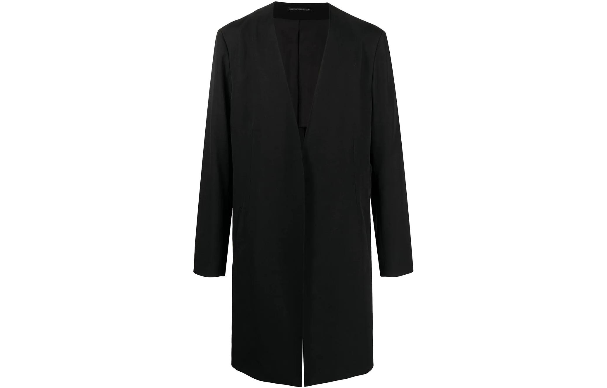 Yohji Yamamoto V-Neck Wool Long Sleeve Jacket Black ( Mid-Length Design) HG-J11-100