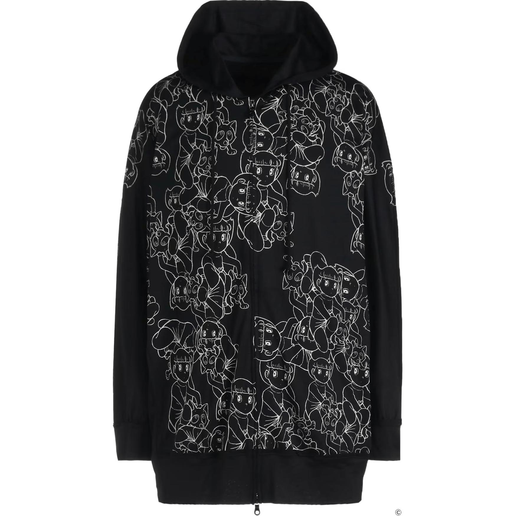 Yohji Yamamoto Esper Mami SS24 Ground Y Overlay Graphic Hoodie Unisex Black GR-T11-215-1