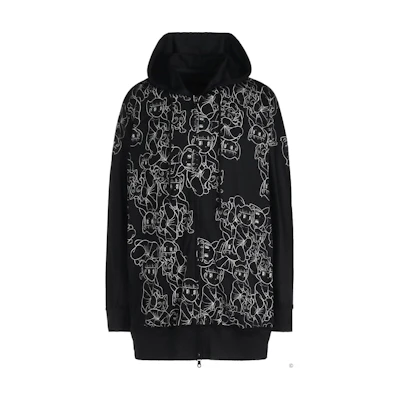 Yohji Yamamoto Esper Mami SS24 Ground Y Overlay Graphic Hoodie Unisex Black GR-T11-215-1