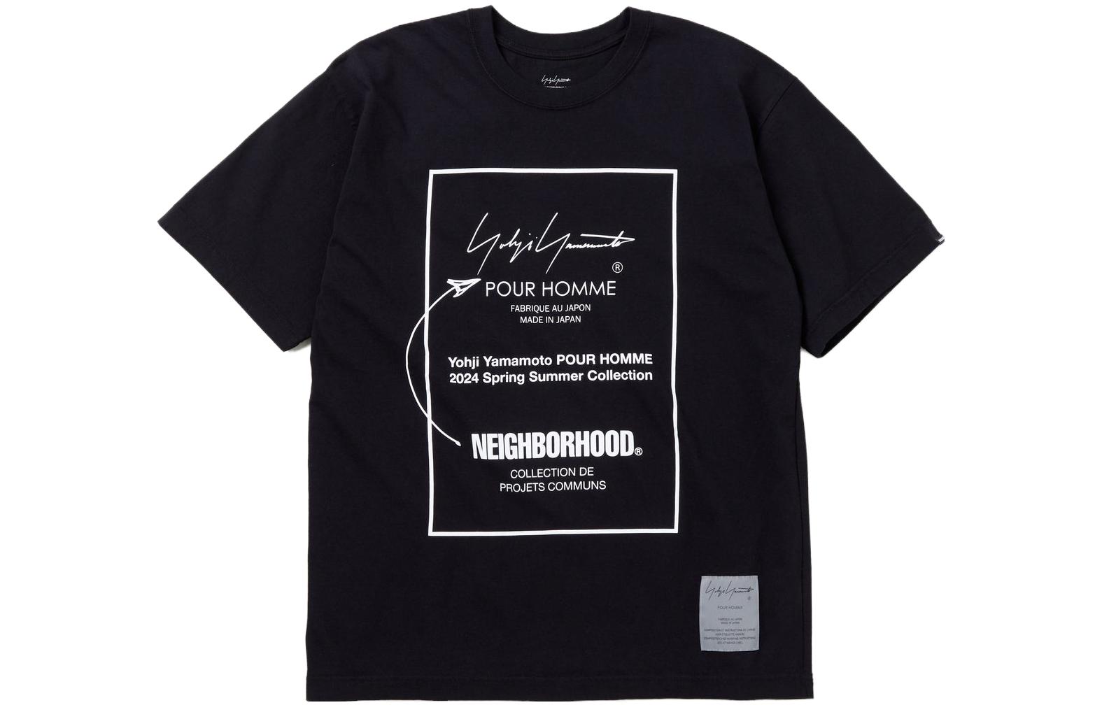 Yohji Yamamoto x NEIGHBORHOOD FW23 Chest Logo Print Unisex T-Shirt. 232PCYYN-ST01S