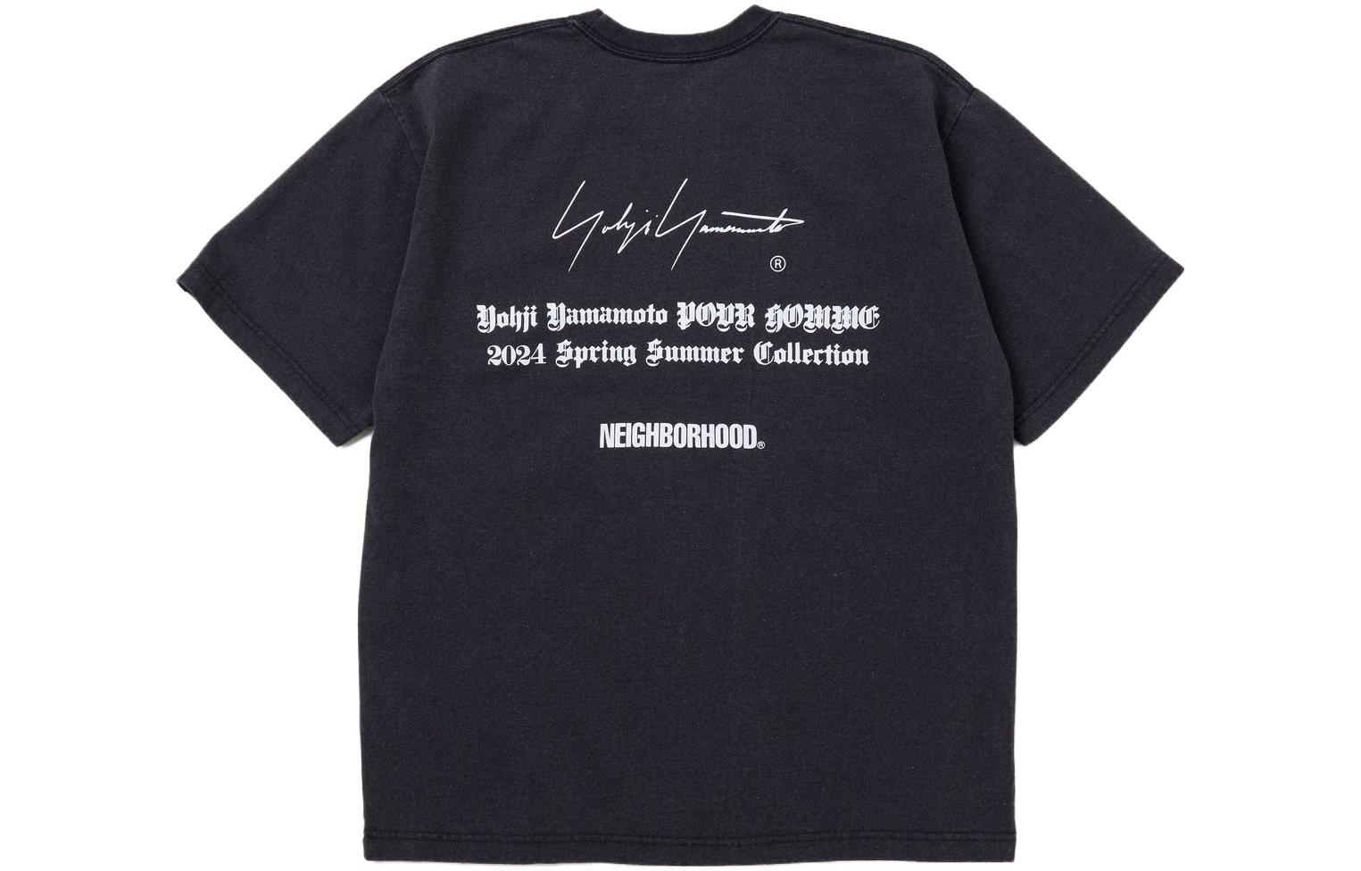 Shop Yohji Yamamoto x NEIGHBORHOOD FW23 ダメージ加工 グラフィック ユニセックスTシャツ 232PCYYN-ST02S