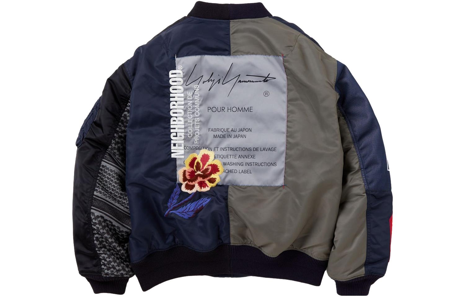 Yohji Yamamoto NBHD FW23 Embroidered MA-1 Bomber Jacket Black Unisex 232SPYN-JKM01S