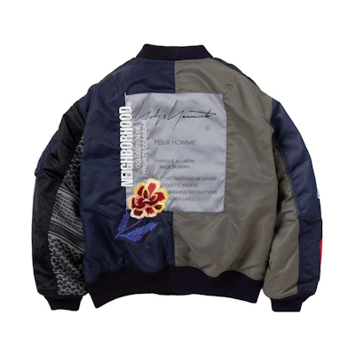 Yohji Yamamoto NBHD FW23 Embroidered MA-1 Bomber Jacket Black Unisex 232SPYN-JKM01S
