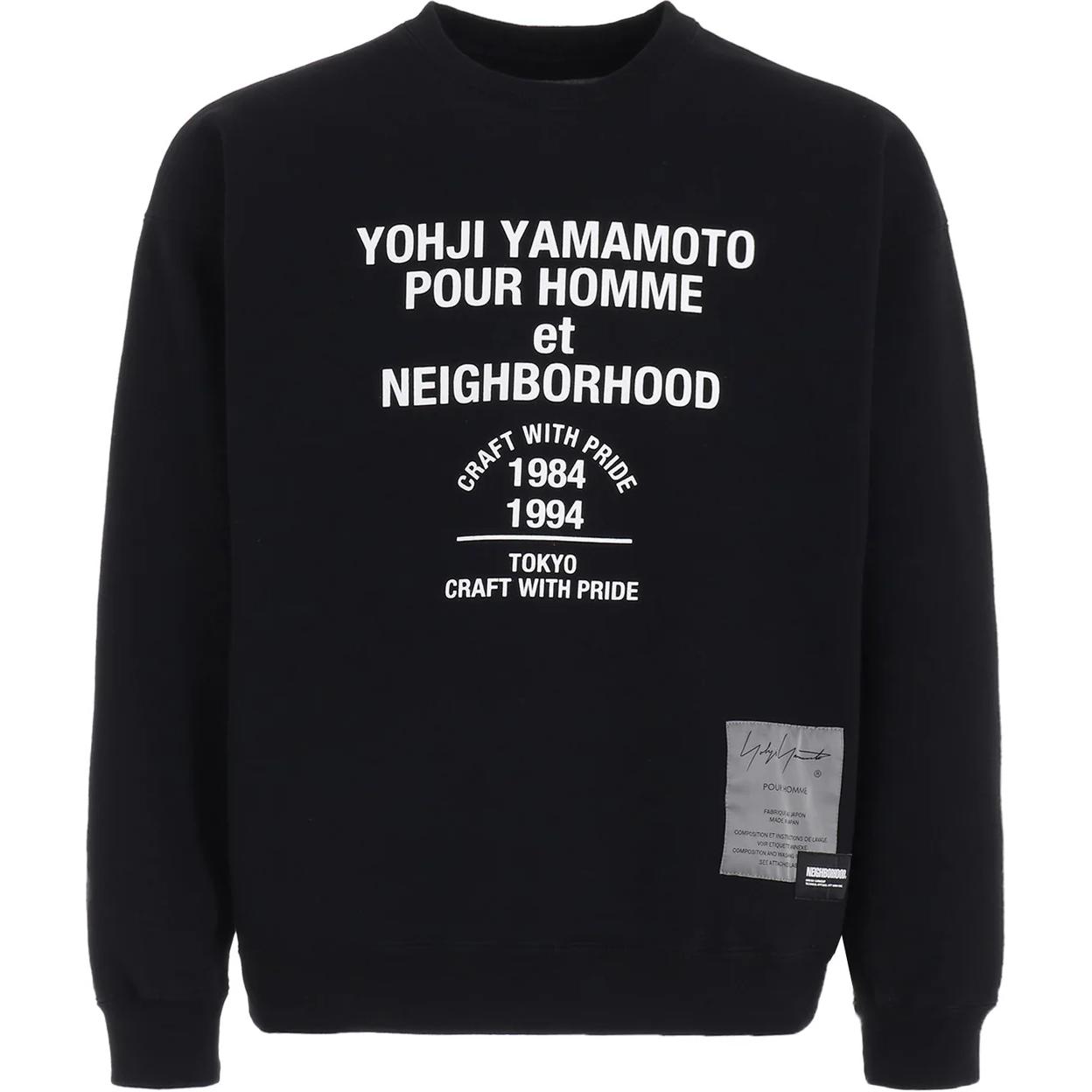 Yohji Yamamoto x NEIGHBORHOOD FW24  Black Letter Print Pullover Sweatshirt. HP-T88-995-2
