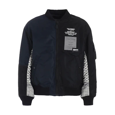 Yohji Yamamoto NBHD FW24 Black Floral Letter Patchwork Jacket HP-J93-602-1
