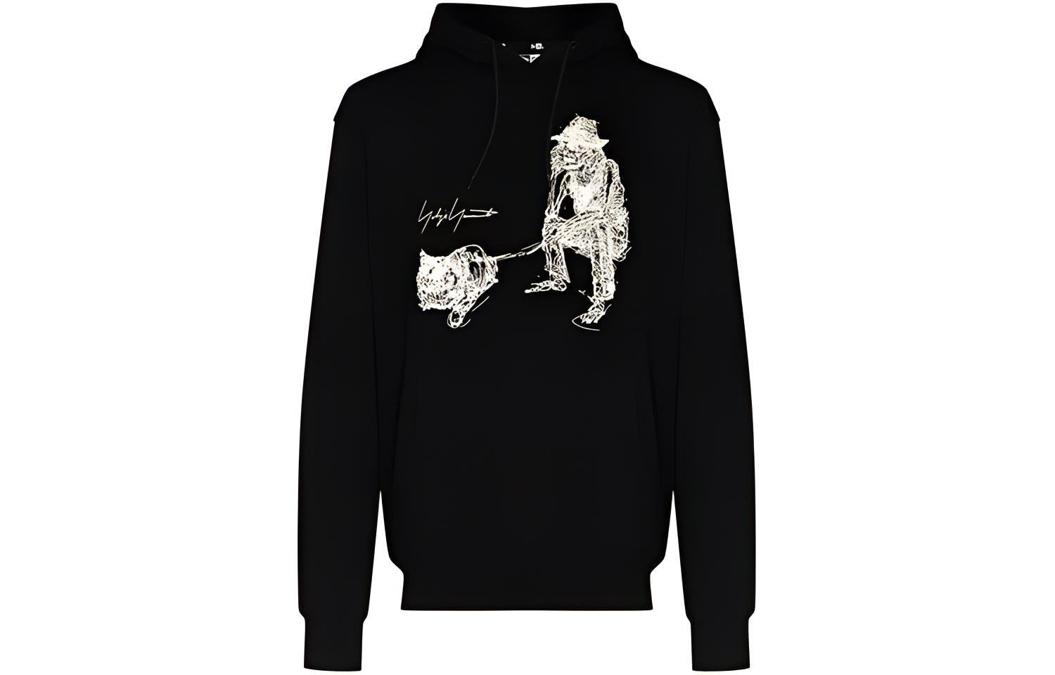 Yohji Yamamoto New Era FW21 Abstract Skull Print Hoodie Black HX-T85-985-01