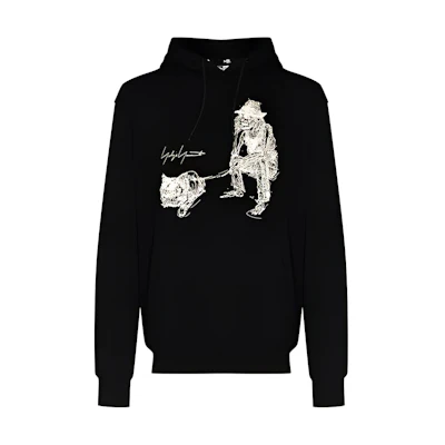 Yohji Yamamoto New Era FW21 Abstract Skull Print Hoodie Black HX-T85-985-01