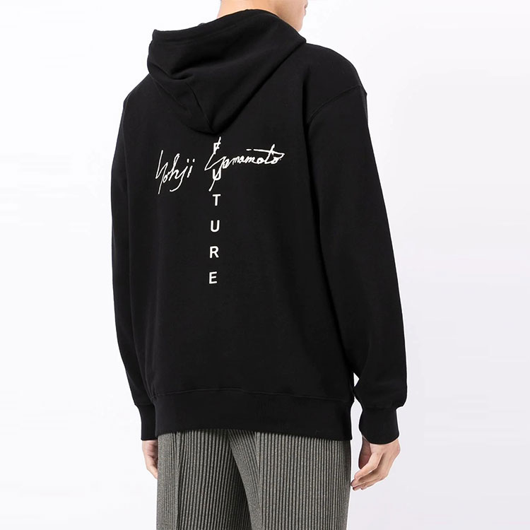 Shop Yohji Yamamoto x New Era FW21 Slogan Black Pullover Hoodie Unisex HX-T86-985-1
