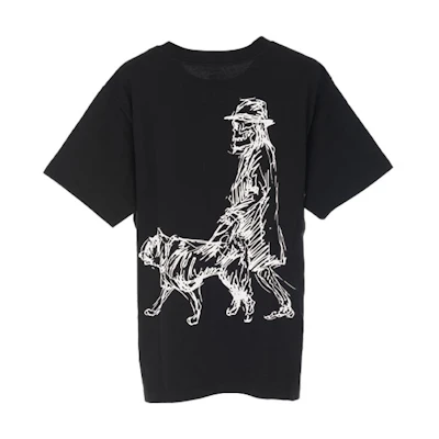 Yohji Yamamoto New Era Graffiti Print Black Short Sleeve T-Shirt Men. HN-T98-082
