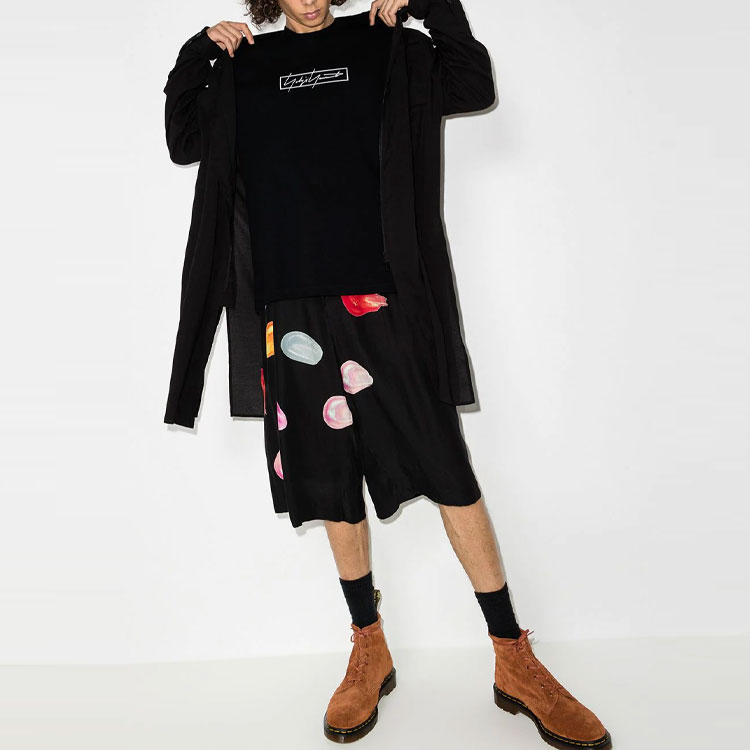 Lookbook ヨウジヤマモト x ニューエラ ロゴ刺繍 長袖 Tシャツ ユニセックス ブラック HX-T83-984-01