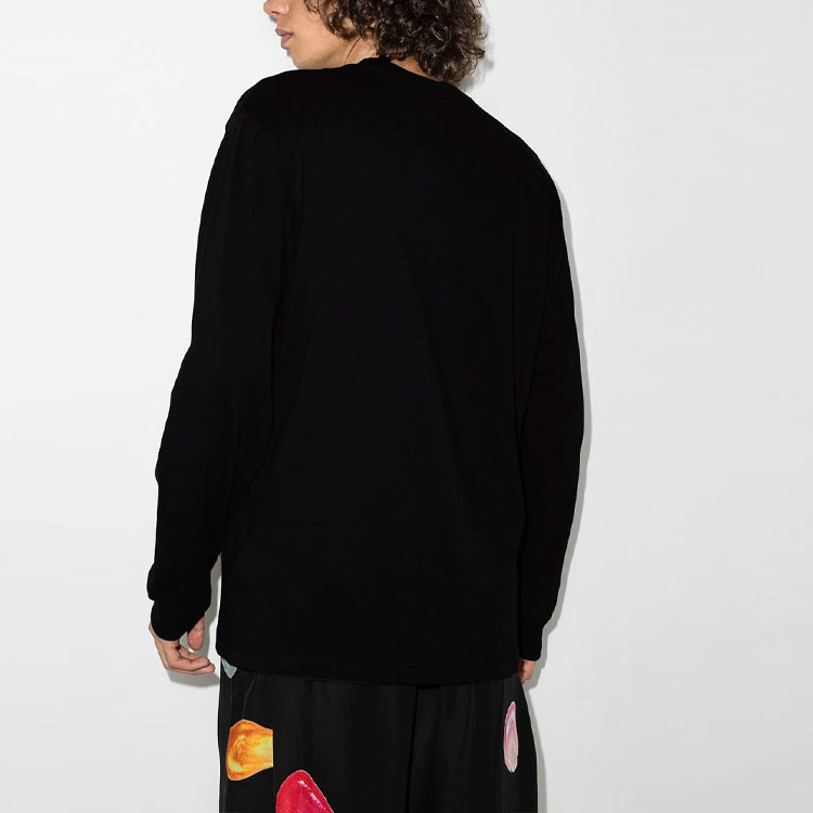 Shop ヨウジヤマモト x ニューエラ ロゴ刺繍 長袖 Tシャツ ユニセックス ブラック HX-T83-984-01