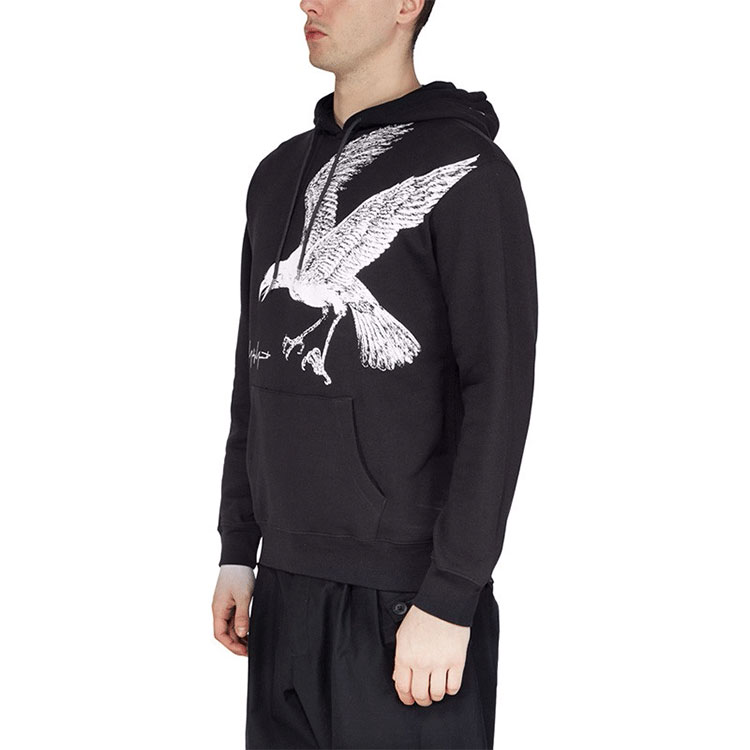 Sizing Yohji Yamamoto x New Era SS22 Hoodie Logo Gambar Burung Gagak Hitam Pria. HG-T97-997-1