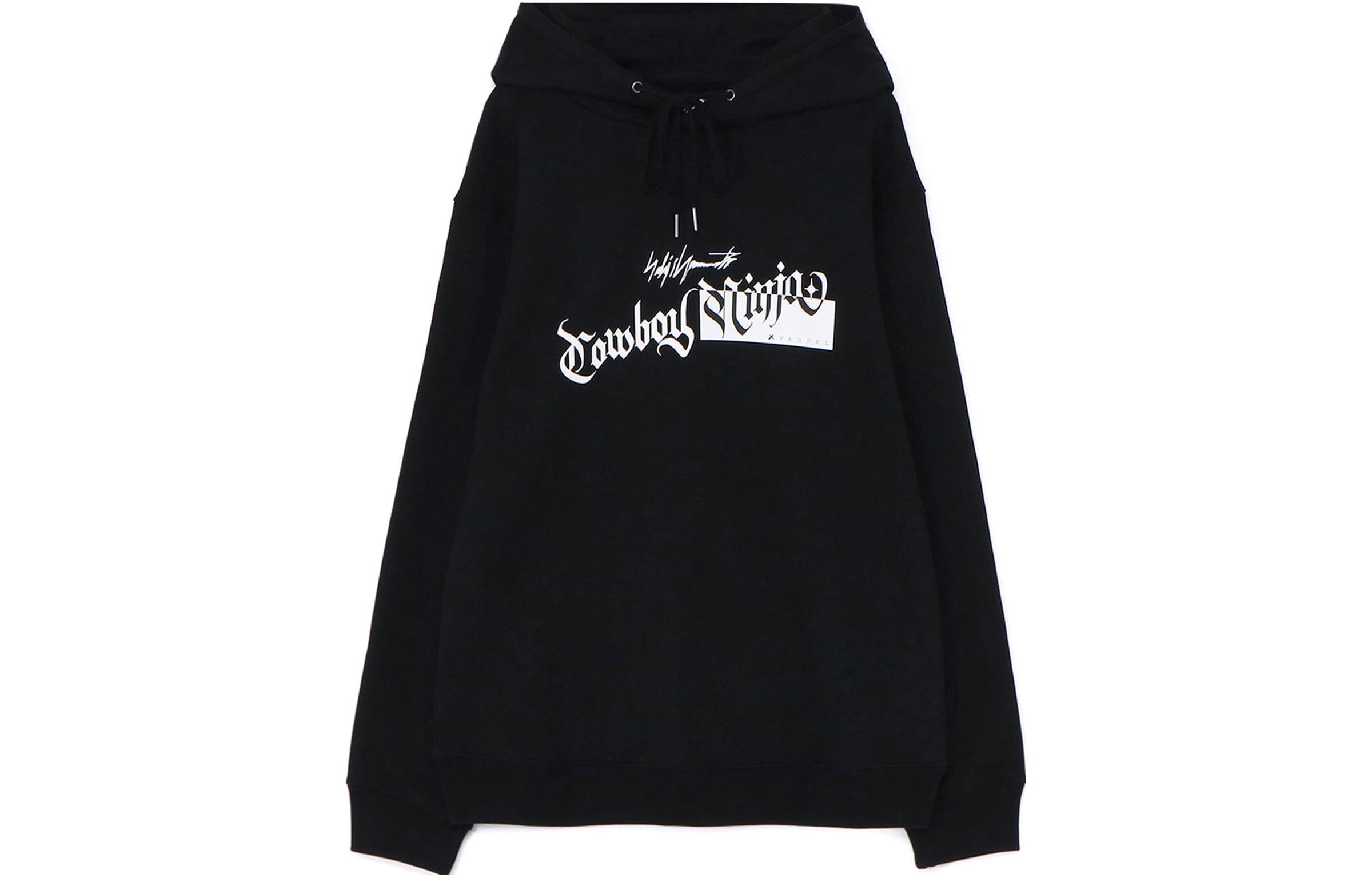 Yohji Yamamoto xVESSEL FW23 Letter Print Hoodie Pullover Black T64-076-1
