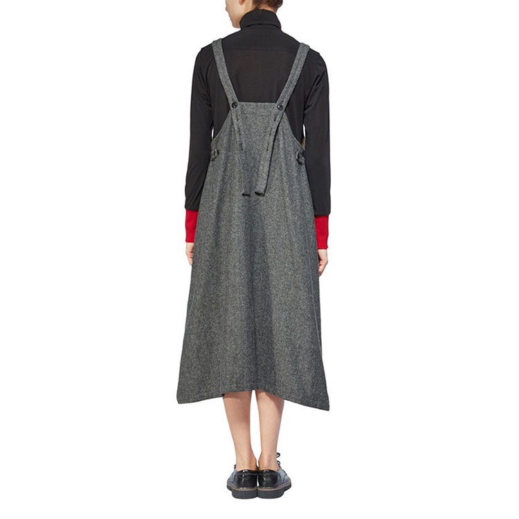 Shop 요지 야마모토 Y''s 조절 스트랩 민소매 롱 드레스 그레이 YX-D17-811-01