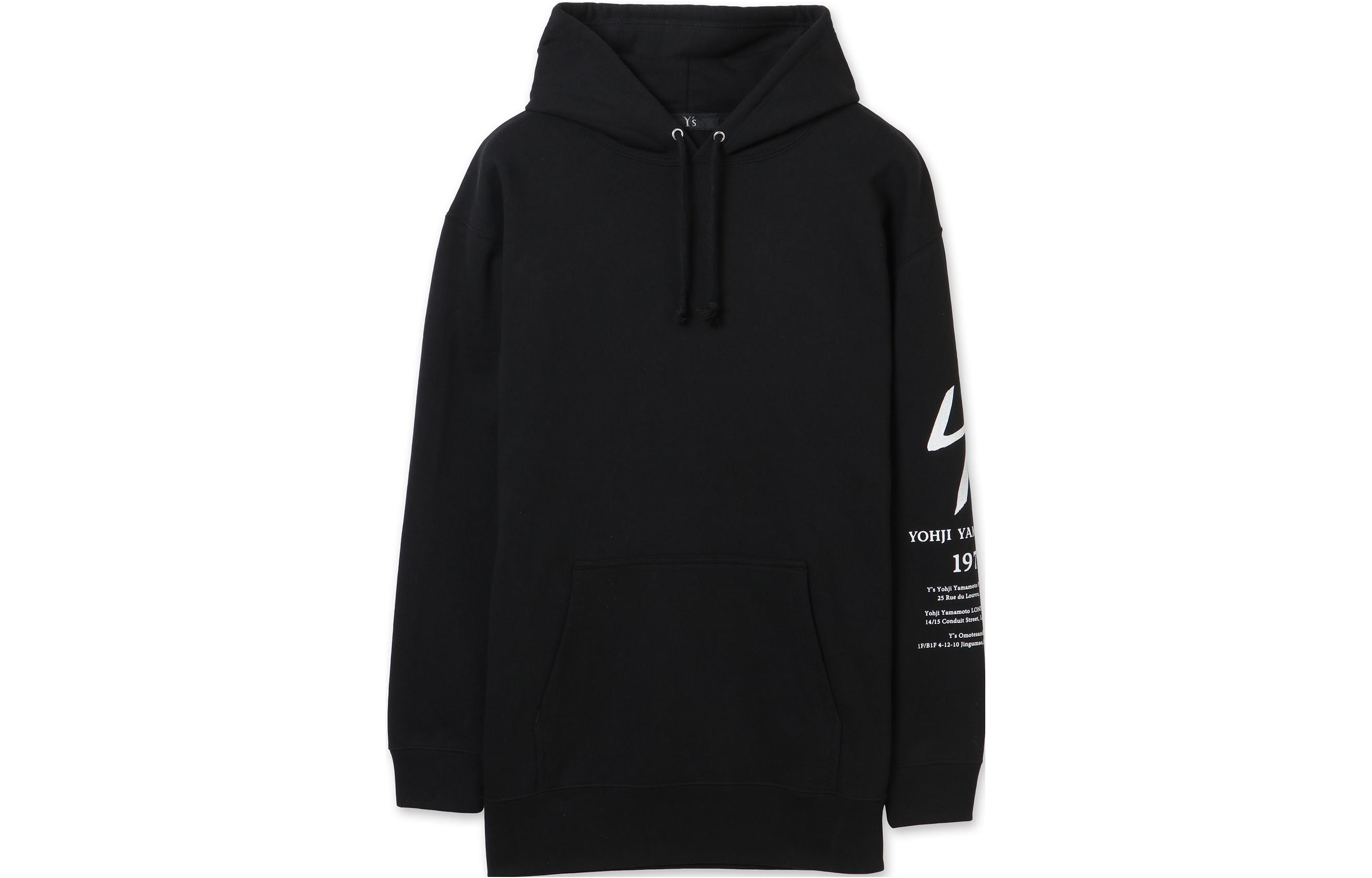 Yohji Yamamoto Y's SS22 Black Pullover Hoodie with Letter Print Unisex YW-T21-971-1