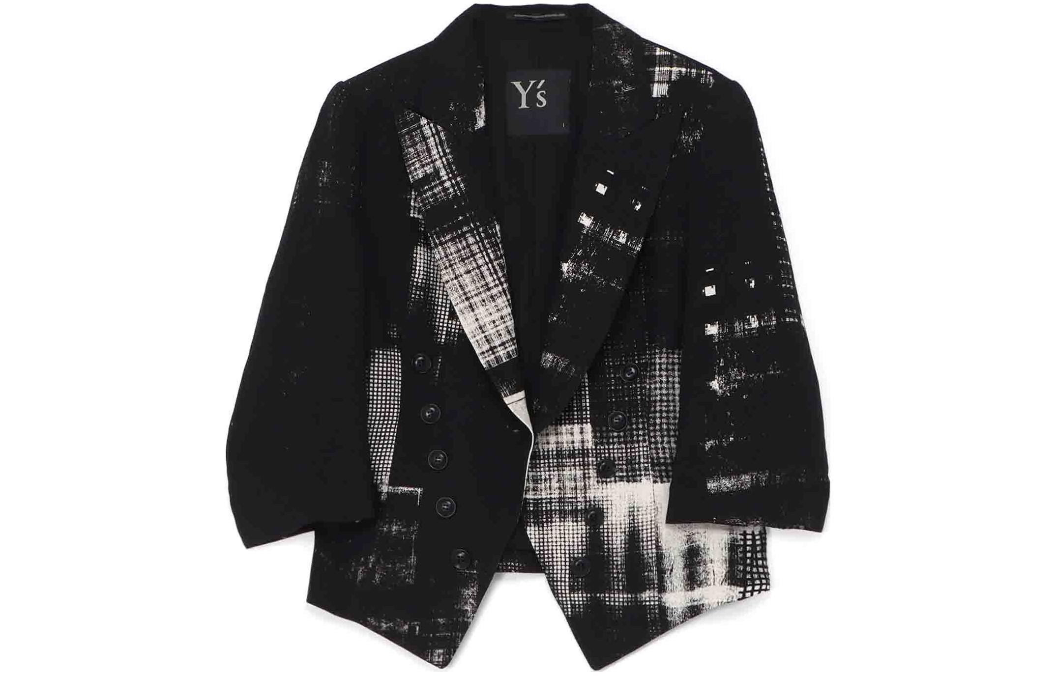 Yohji Yamamoto Y's SS24 Plaid Print Single-Breasted Jacket Beige Unisex YY-J04-329-1