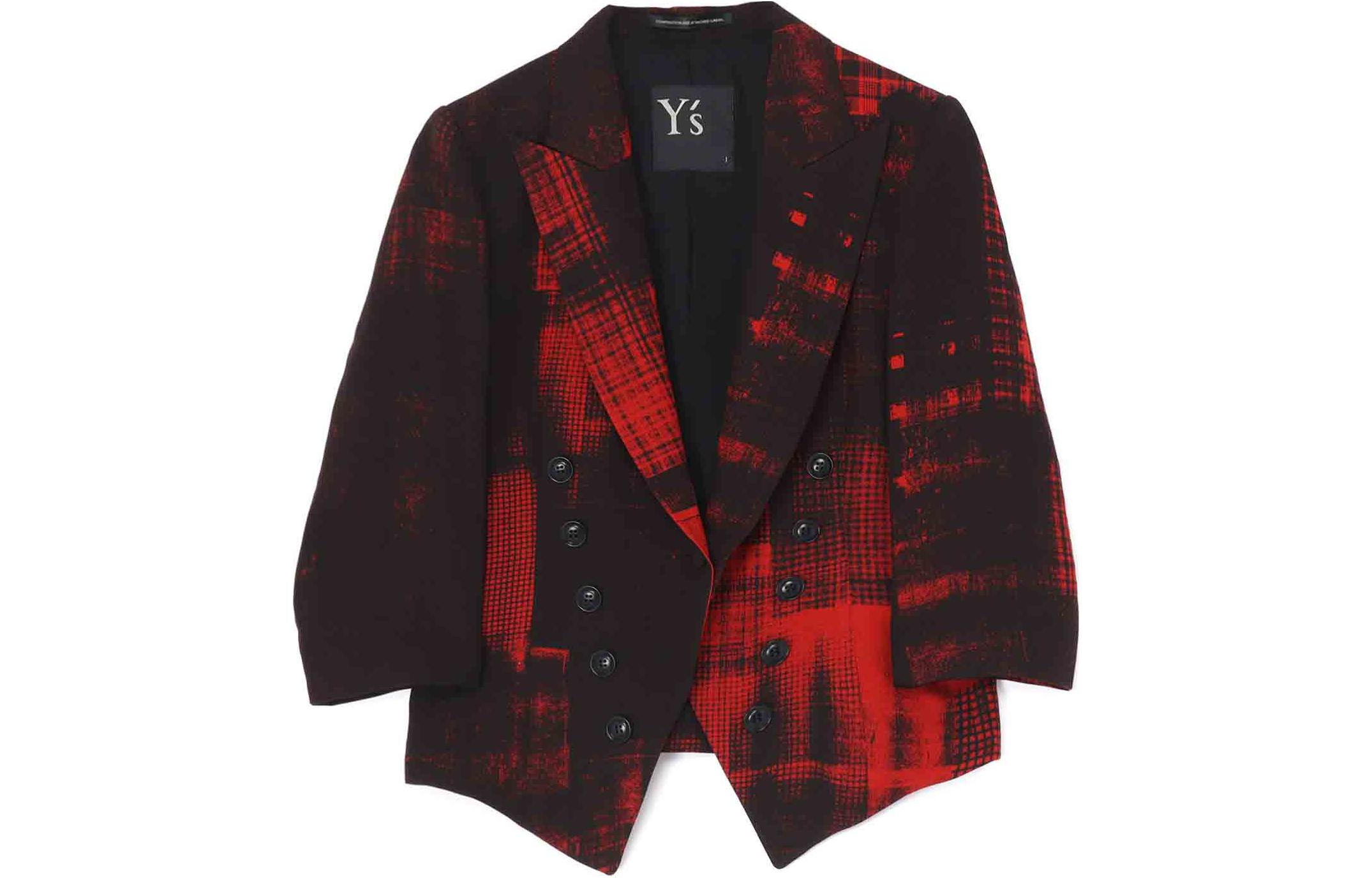 Yohji Yamamoto Y's SS24 Plaid Print Single-Breasted Jacket Unisex Red Brown YY-J04-329-2
