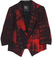 Yohji Yamamoto Y's SS24 Plaid Print Single-Breasted Jacket Unisex Red Brown YY-J04-329-2 Yohji Yamamoto Y's SS24 Plaid Print Single-Breasted Jacket Unisex Red Brown YY-J04-329-2