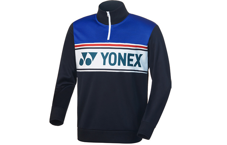 Yonex Half-Zip Sweatshirt Black with Contrasting Logo Stripes 150179BCR-007