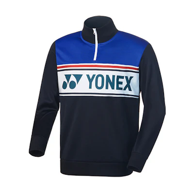 Yonex Half-Zip Sweatshirt Black with Contrasting Logo Stripes 150179BCR-007