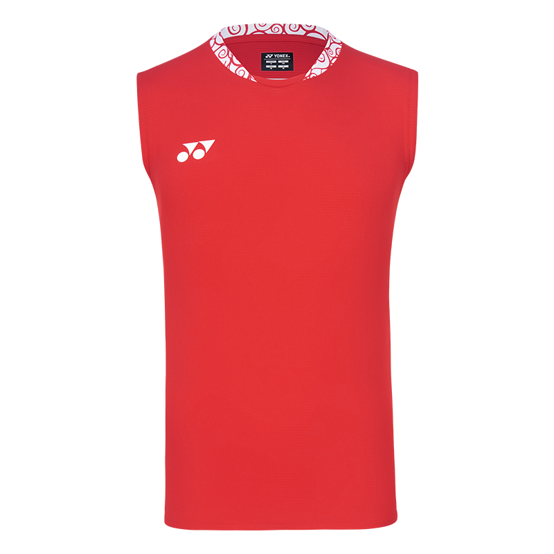 Yonex Paris National Team Sleeveless Red Badminton Shirt for Men - Breathable Comfort 10667CR