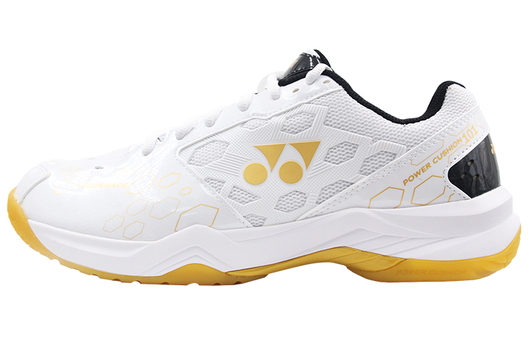 YONEX Power Cushion White Gold Badminton Shoes - Durable & Slip-Resistant SHB101CR Platinum