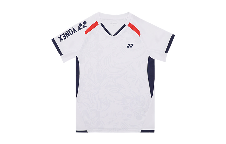 Yonex Retro Letter Printed Colorblock V-Neck Short Sleeve T-Shirt 110084BCR