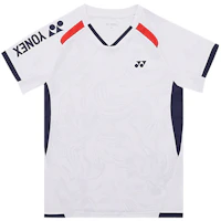 Yonex Retro Letter Printed Colorblock V-Neck Short Sleeve T-Shirt 110084BCR Yonex Retro Letter Printed Colorblock V-Neck Short Sleeve T-Shirt 110084BCR