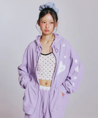 Yoohee 三色款印花华夫格拉链连帽卫衣 YHHZGA002 3