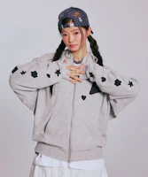 Order Yoohee 三色款印花华夫格拉链连帽卫衣 YHHZGA002