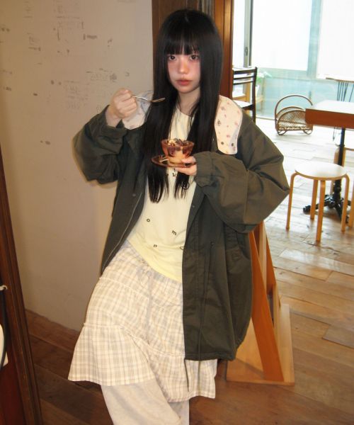 Order Yoohee [ANEDIN X YUHEE] Flower Hoodie Fishtail Jacket - Khaki YHJPGC001KH