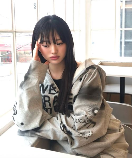 Order YOOHEE Lucky Sweet Graphic Zip-Up Hoodie - Melange Grey YHHZGA005MG
