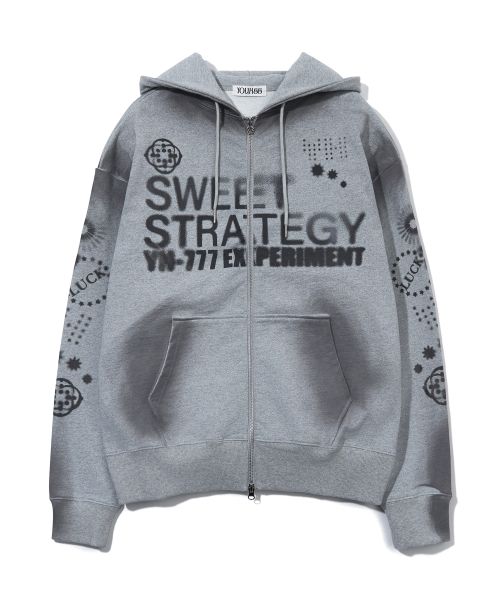 Shop YOOHEE Lucky Sweet Graphic Zip-Up Hoodie - Melange Grey YHHZGA005MG